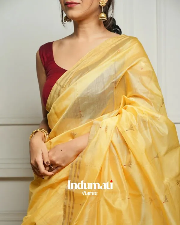 Light_Yellow_Color_New_Drop_Cotton_Silk_Saree_with_Classy_Bloue_Piece