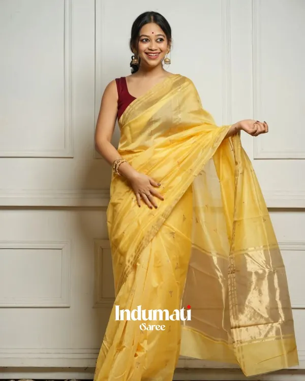 Light_Yellow_Color_New_Drop_Cotton_Silk_Saree_with_Classy_Bloue_Piece