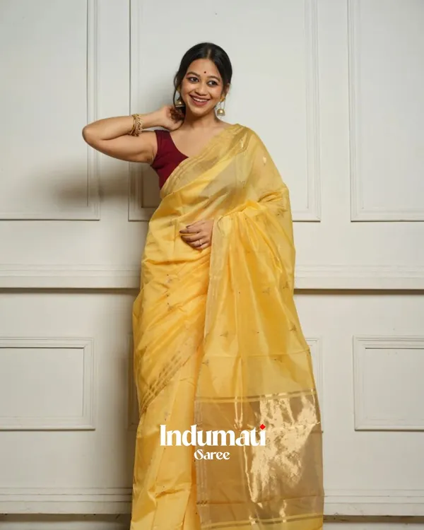 Light_Yellow_Color_New_Drop_Cotton_Silk_Saree_with_Classy_Bloue_Piece