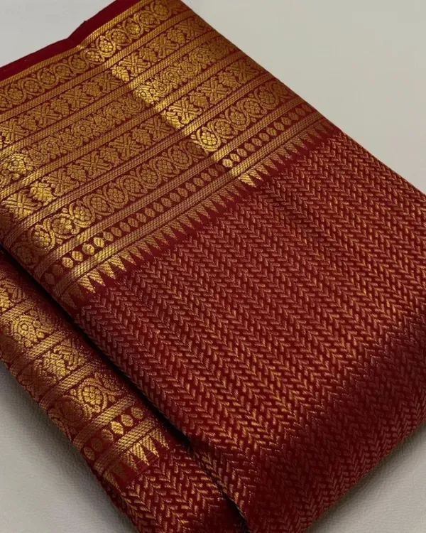 Red_Color_Latest_Add_Soft_Banarasi_Silk_Saree_with_Pure_Golden_Zari_Work_&_Classy_Bloue_Piece