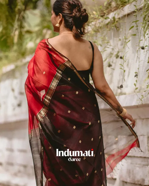 Red_And_Black_Premium_Cotton_Silk_Saree_With_Classy_Blouse_and_tassels