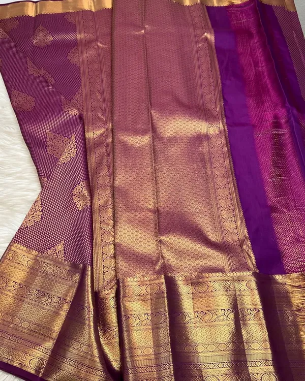 Purple_Color_Recent_Release_Soft_Banarasi_Silk_Saree_with_Classy_Bloue_Piece