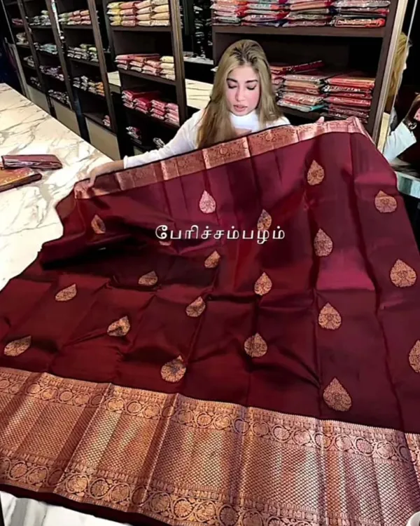 Brown_Color_New_Design_Soft_Banarasi_Silk_Saree_with_Golden_Zari_Work