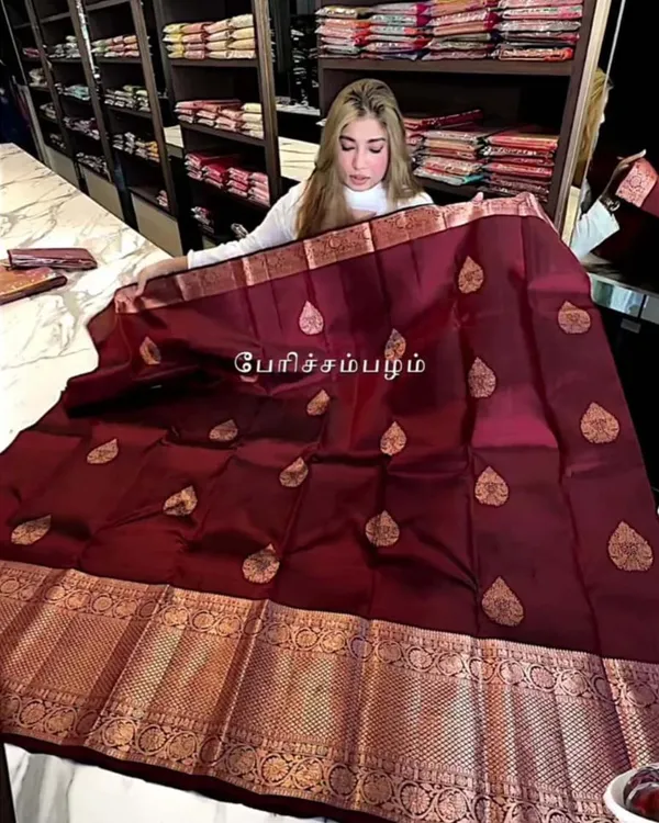 Brown_Color_New_Design_Soft_Banarasi_Silk_Saree_with_Golden_Zari_Work