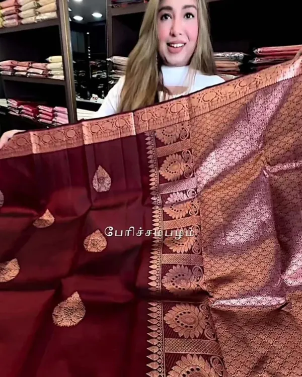 Brown_Color_New_Design_Soft_Banarasi_Silk_Saree_with_Golden_Zari_Work