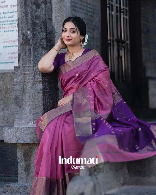 Lavender_Color_Premium_Cotton_Silk_Saree_With_Classy_Blouse_and_tassels