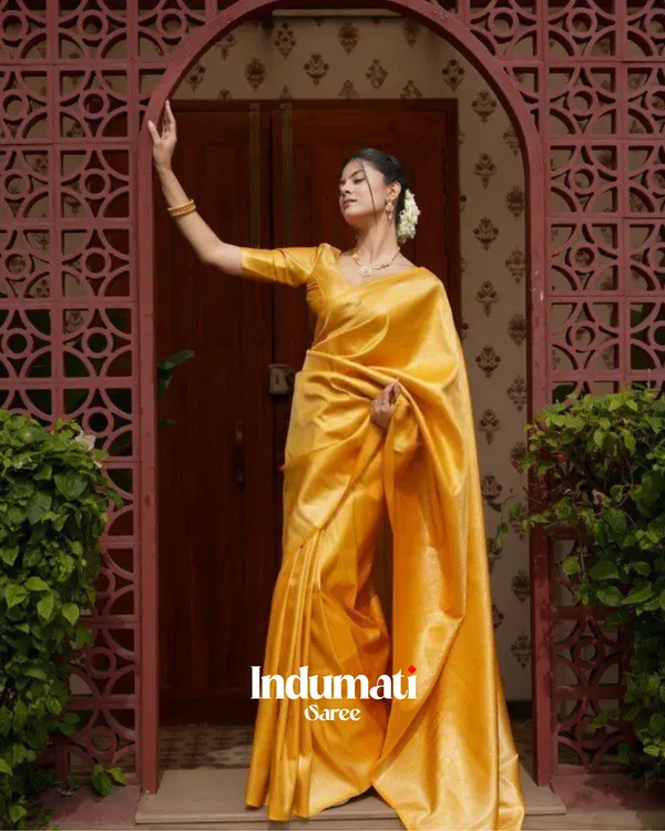 Yellow_Color_Just_Released_Soft_Banarasi_Silk_Saree_with_Classy_Blouse_Piece