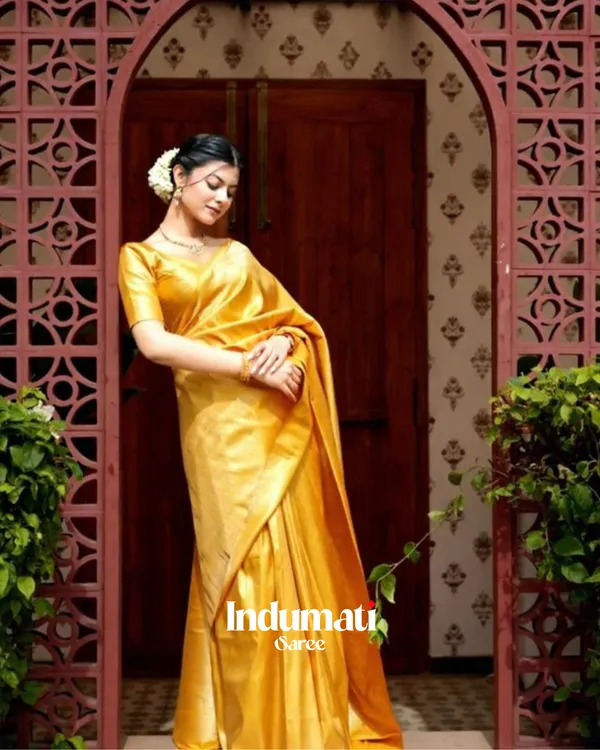 Yellow_Color_Just_Released_Soft_Banarasi_Silk_Saree_with_Classy_Blouse_Piece