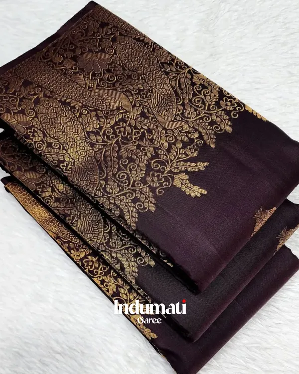 Brown_Color_Color_Elite_Soft_Banarasi_Silk_Saree_with_Pure_Golden_Zari_work_&_Classy_Blouse_Piece