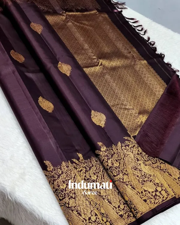 Brown_Color_Color_Elite_Soft_Banarasi_Silk_Saree_with_Pure_Golden_Zari_work_&_Classy_Blouse_Piece