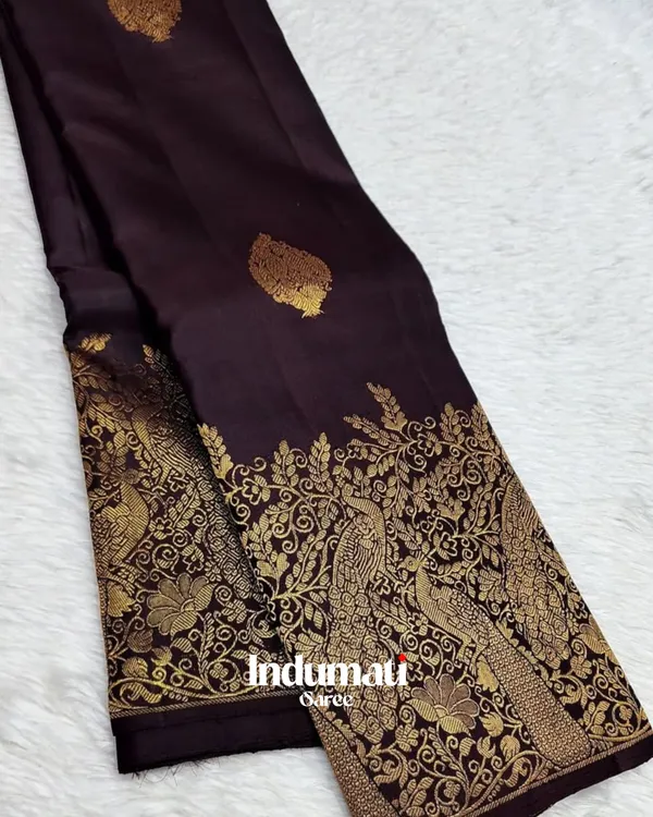 Brown_Color_Color_Elite_Soft_Banarasi_Silk_Saree_with_Pure_Golden_Zari_work_&_Classy_Blouse_Piece
