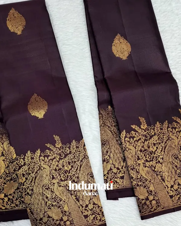 Brown_Color_Color_Elite_Soft_Banarasi_Silk_Saree_with_Pure_Golden_Zari_work_&_Classy_Blouse_Piece