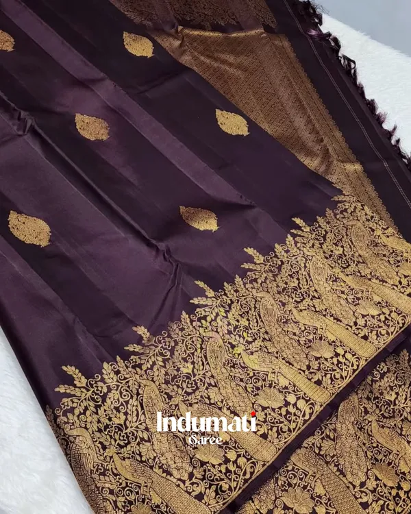 Brown_Color_Color_Elite_Soft_Banarasi_Silk_Saree_with_Pure_Golden_Zari_work_&_Classy_Blouse_Piece