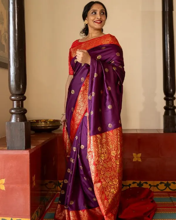 Purple_And_Red_Color_Fresh_Arrival_Soft_Banarasi_Silk_Saree_with_Classy_Bloue_Piece