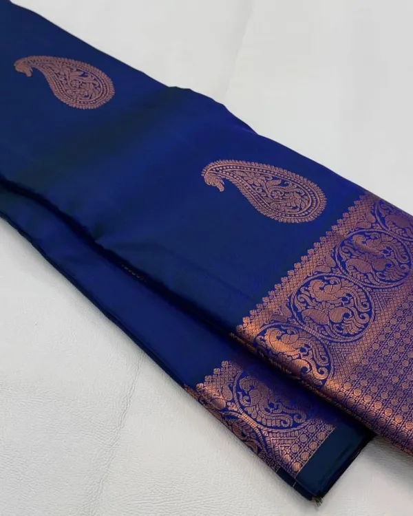 Navy_Blue_Color_New_Release_Soft_Banarasi_Silk_Saree_with_Pure_Golden_Zari_Work_&_Classy_Bloue_Piece