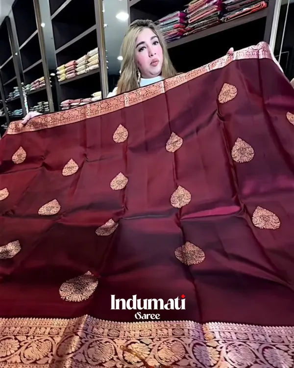 Adorable_Wine_Color_Soft_Banarasi_Silk_Saree_With_Pure_Golden_Zari_Work_&_Classy_Blouse_Piece