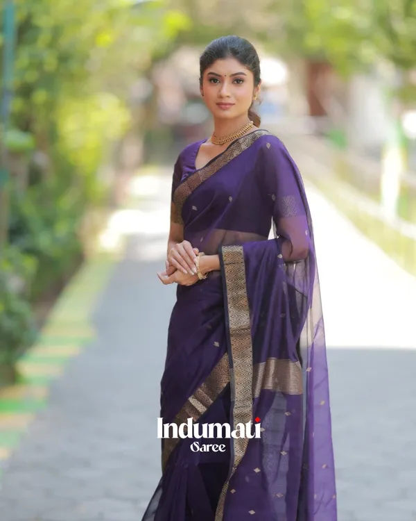 Navy_Blue_Color_Premium_Cotton_Silk_Saree_With_Classy_Blouse