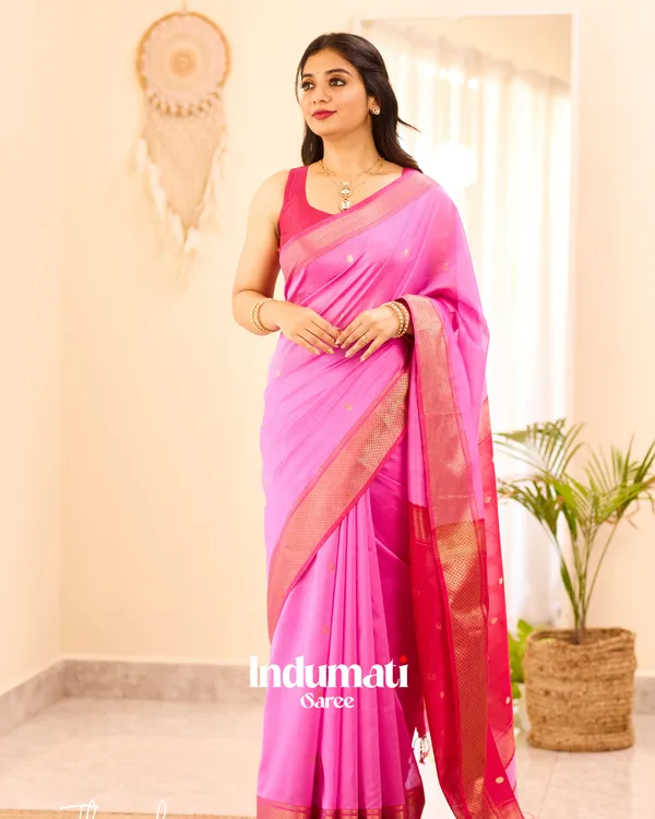 Cam_Pink_Color_Premium_Cotton_Silk_Saree_With_Classy_Blouse_and_tassels