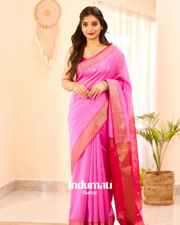 Cam_Pink_Color_Premium_Cotton_Silk_Saree_With_Classy_Blouse_and_tassels