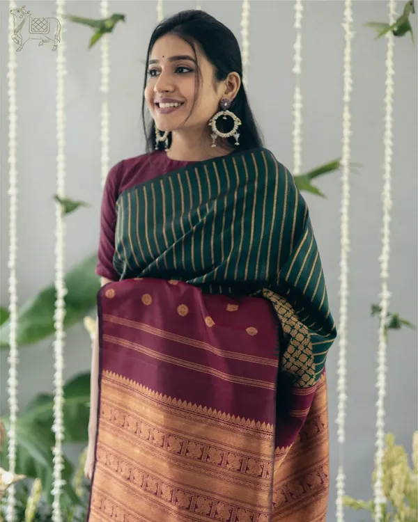 Green_And_Purple_Color_Going_Fast_Soft_Banarasi_Silk_Saree_with_Classy_Bloue_Piece
