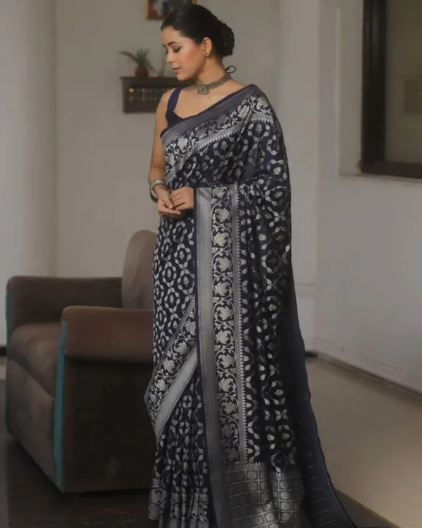 Black_Color_Recently_Added_Soft_Banarasi_Silk_Saree_with_Classy_Bloue_Piece