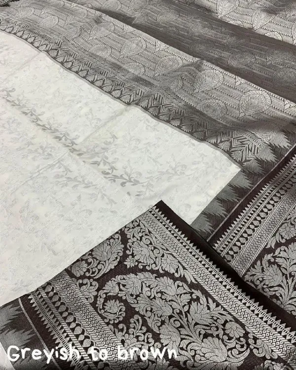 White_And_Grey_Color_New_Release_Soft_Banarasi_Silk_Saree_with_Classy_Bloue_Piece