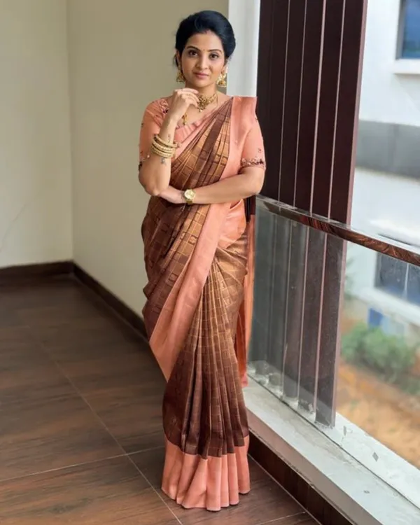 Brown_Color_In_Demand_Soft_Banarasi_Silk_Saree_with_Classy_Bloue_Piece