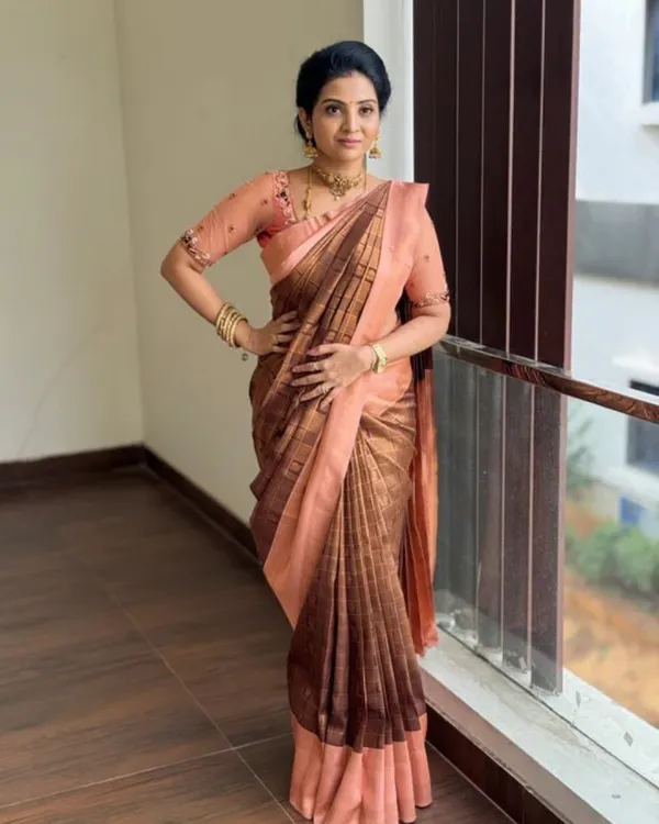 Brown_Color_In_Demand_Soft_Banarasi_Silk_Saree_with_Classy_Bloue_Piece