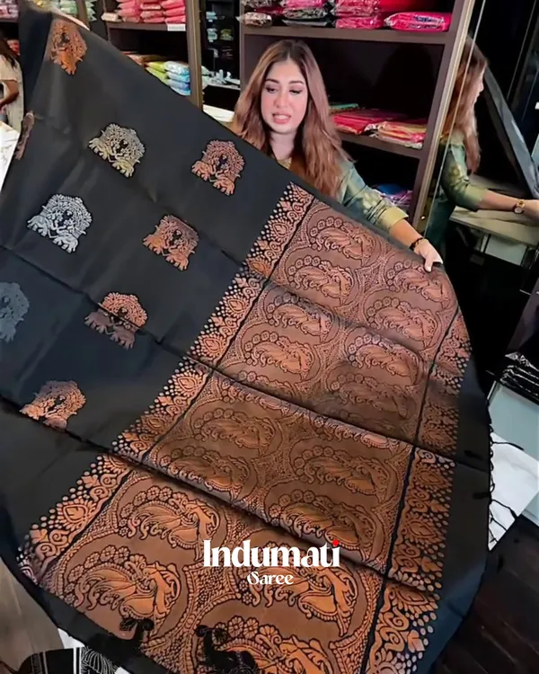 Demanding_Black_Color_Soft_Banarasi_Silk_Saree_With_Pure_Golden_Zari_Work_&_Classy_Blouse_Piece