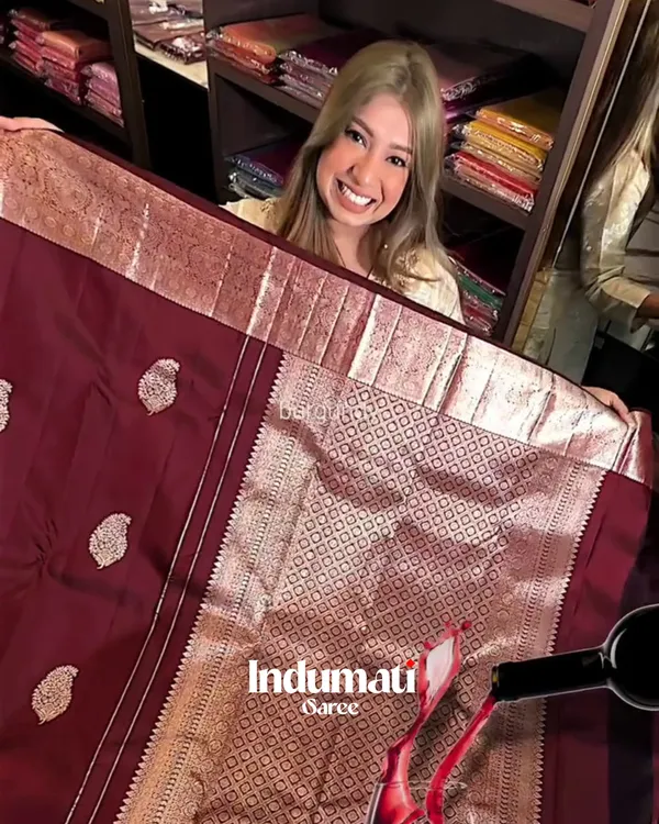 Divine_Wine_Color_Soft_Banarasi_Silk_Saree_With_Pure_Golden_Zari_Work_&_Classy_Blouse_Piece