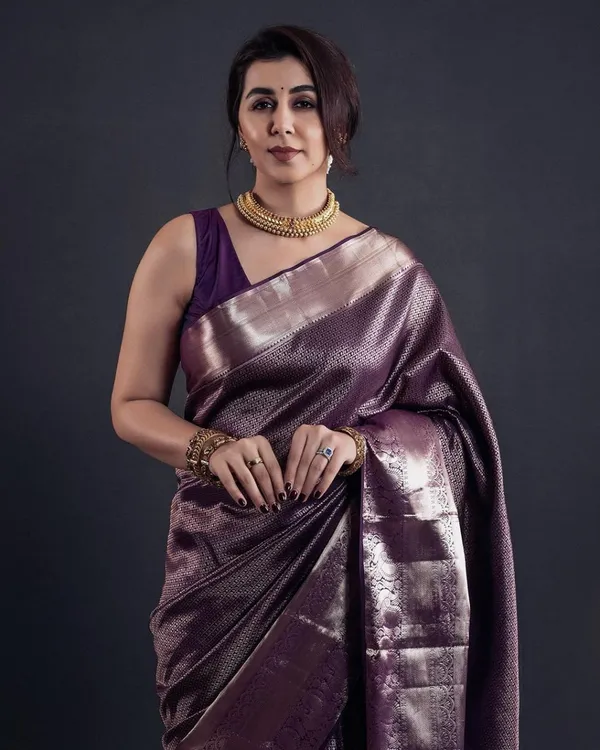 Dark_Purple_Color_Now_Available_Soft_Banarasi_Silk_Saree_with_Classy_Bloue_Piece