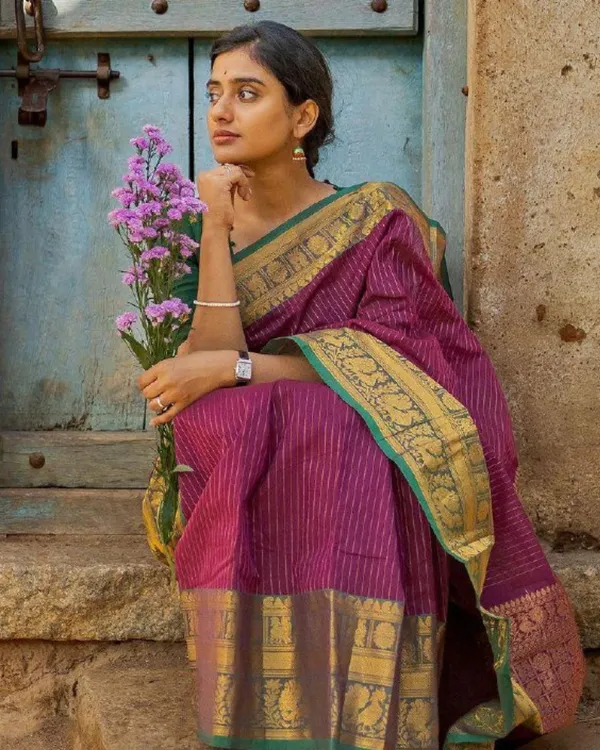 Purple_And_Green_Color_Elite_Pick_Soft_Banarasi_Silk_Saree_with_Classy_Bloue_Piece