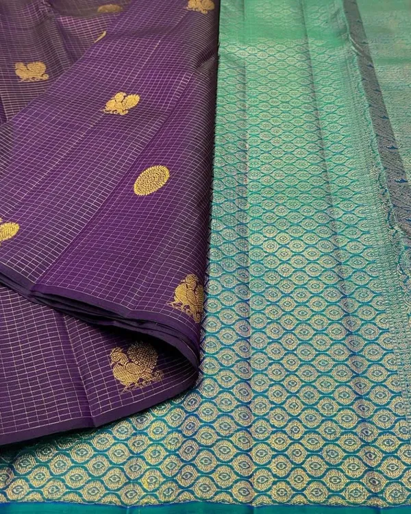 Purple_And_Green_Color_Recent_Release_Soft_Banarasi_Silk_Saree_with_Classy_Bloue_Piece