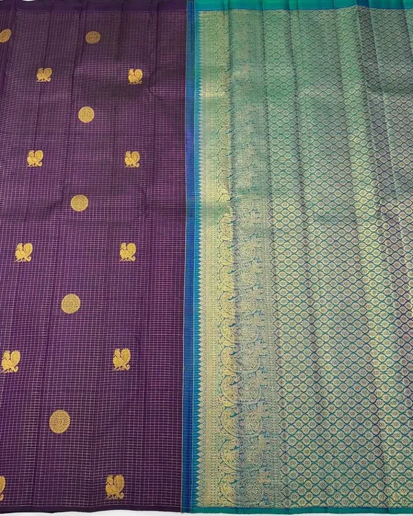 Purple_And_Green_Color_Recent_Release_Soft_Banarasi_Silk_Saree_with_Classy_Bloue_Piece