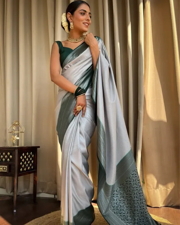Grey_Color_Customer_Favorite_Soft_Banarasi_Silk_Saree_with_Classy_Bloue_Piece