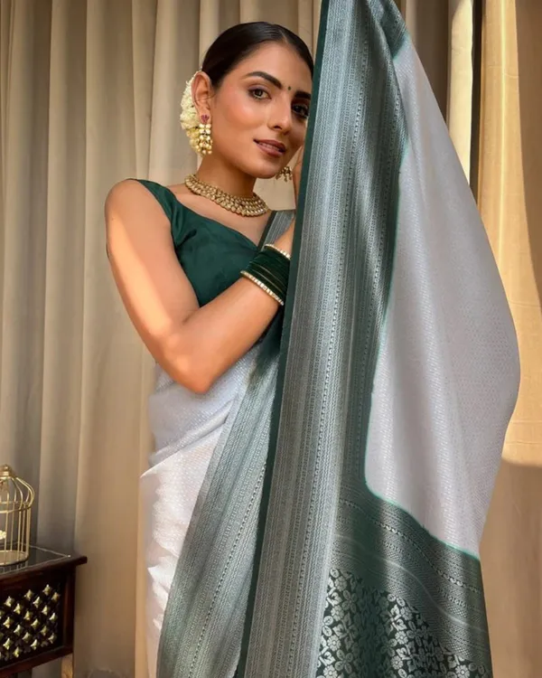 Grey_Color_Customer_Favorite_Soft_Banarasi_Silk_Saree_with_Classy_Bloue_Piece