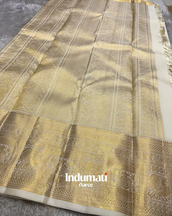 Cream_Color_Color_Fresh_Soft_Banarasi_Silk_Saree_with_Pure_Golden_Zari_work_&_Classy_Blouse_Piece