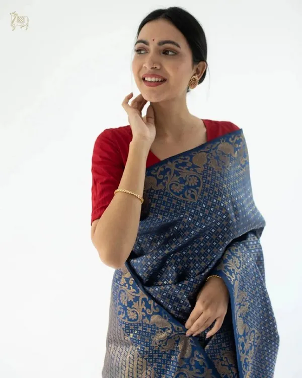Blue_Color_Best_Seller_Soft_Banarasi_Silk_Saree_with_Classy_Bloue_Piece