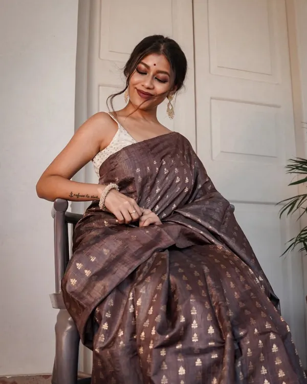 Brown_Color_Customer_Favorite_Soft_Banarasi_Silk_Saree_with_Classy_Bloue_Piece
