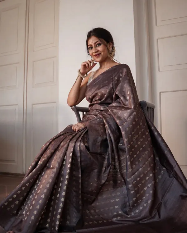 Brown_Color_Customer_Favorite_Soft_Banarasi_Silk_Saree_with_Classy_Bloue_Piece