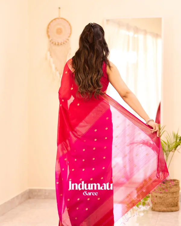 Pink_Color_Premium_Cotton_Silk_Saree_With_Classy_Blouse_and_tassels