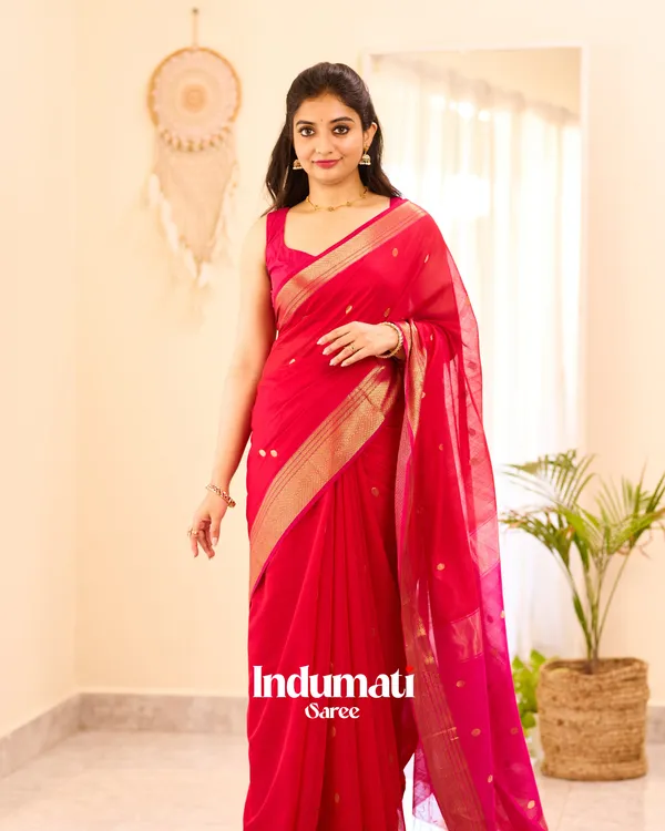 Pink_Color_Premium_Cotton_Silk_Saree_With_Classy_Blouse_and_tassels