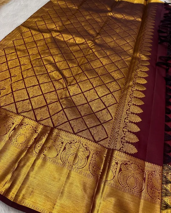 Maroon_Color_Latest_Add_Soft_Banarasi_Silk_Saree_with_Pure_Golden_Zari_Work_&__Classy_Bloue_Piece
