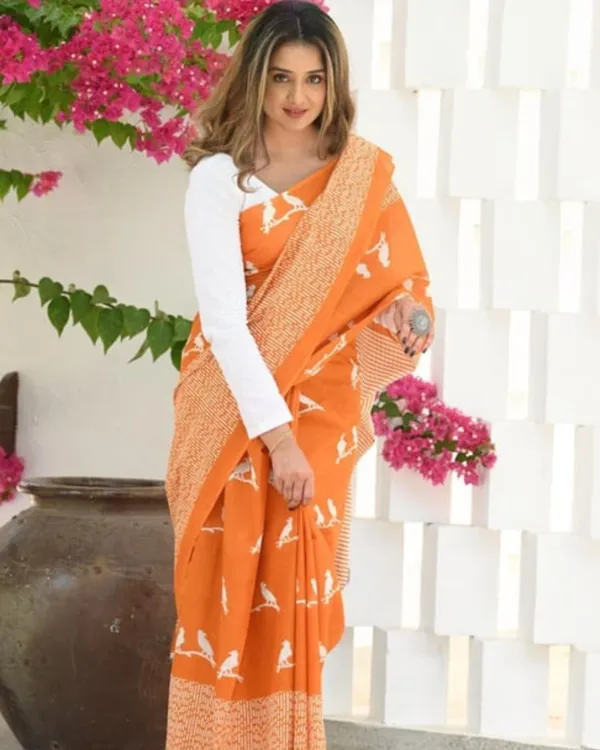 Orange_Color_Recent_Release_Soft_Banarasi_Silk_Saree_with_Classy_Bloue_Piece