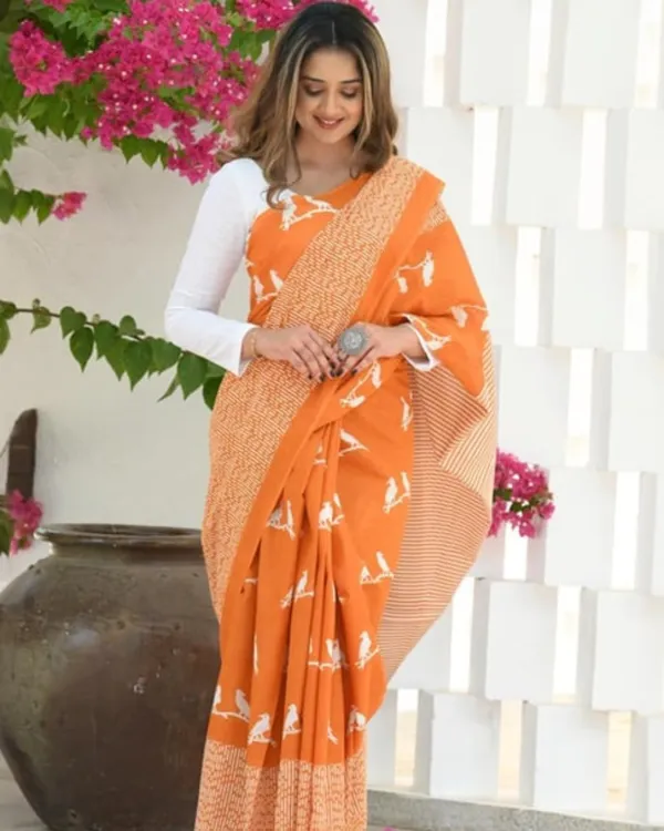 Orange_Color_Recent_Release_Soft_Banarasi_Silk_Saree_with_Classy_Bloue_Piece