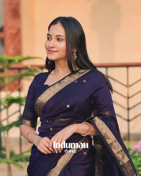 Navy_Blue_Color_Premium_Cotton_Silk_Saree_With_Classy_Blouse