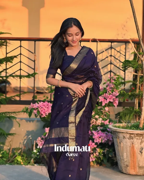 Navy_Blue_Color_Premium_Cotton_Silk_Saree_With_Classy_Blouse