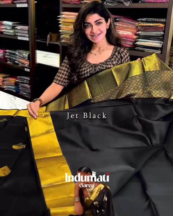 Impressive_Black_Color_Soft_Banarasi_Silk_Saree_With_Pure_Golden_Zari_Work_&_Classy_Blouse_Piece