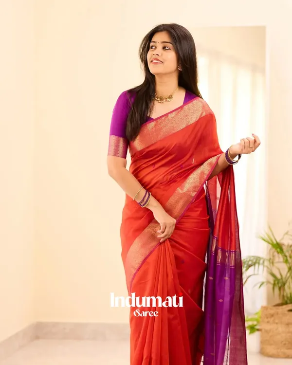 Orange_Color_Premium_Cotton_Silk_Saree_With_Classy_Blouse
