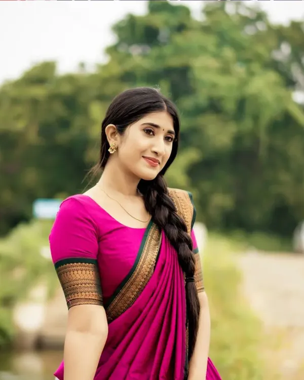 Pink_Color_Color_Kanchipuram_Zari_Weaving_Half_Saree_With_Blouse__Silk_Dupatta